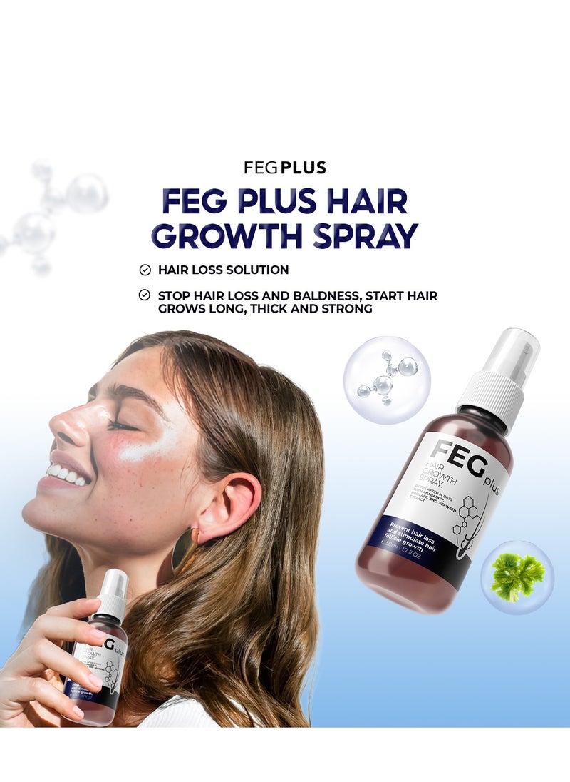 FEGPLUS Hair Growth Serum with Eye Cream - 22% Seaweed Extract For Hair Loss Control & Hair Growth In Men & Women, Boost Thicker Beard & Hair Growth, Improve Baldness 50ml