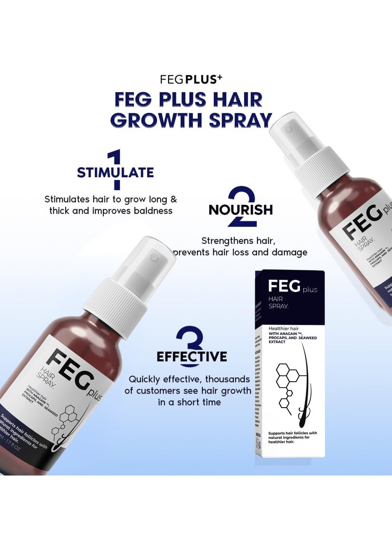 FEGPLUS Hair Growth Serum with Eye Cream - 22% Seaweed Extract For Hair Loss Control & Hair Growth In Men & Women, Boost Thicker Beard & Hair Growth, Improve Baldness 50ml