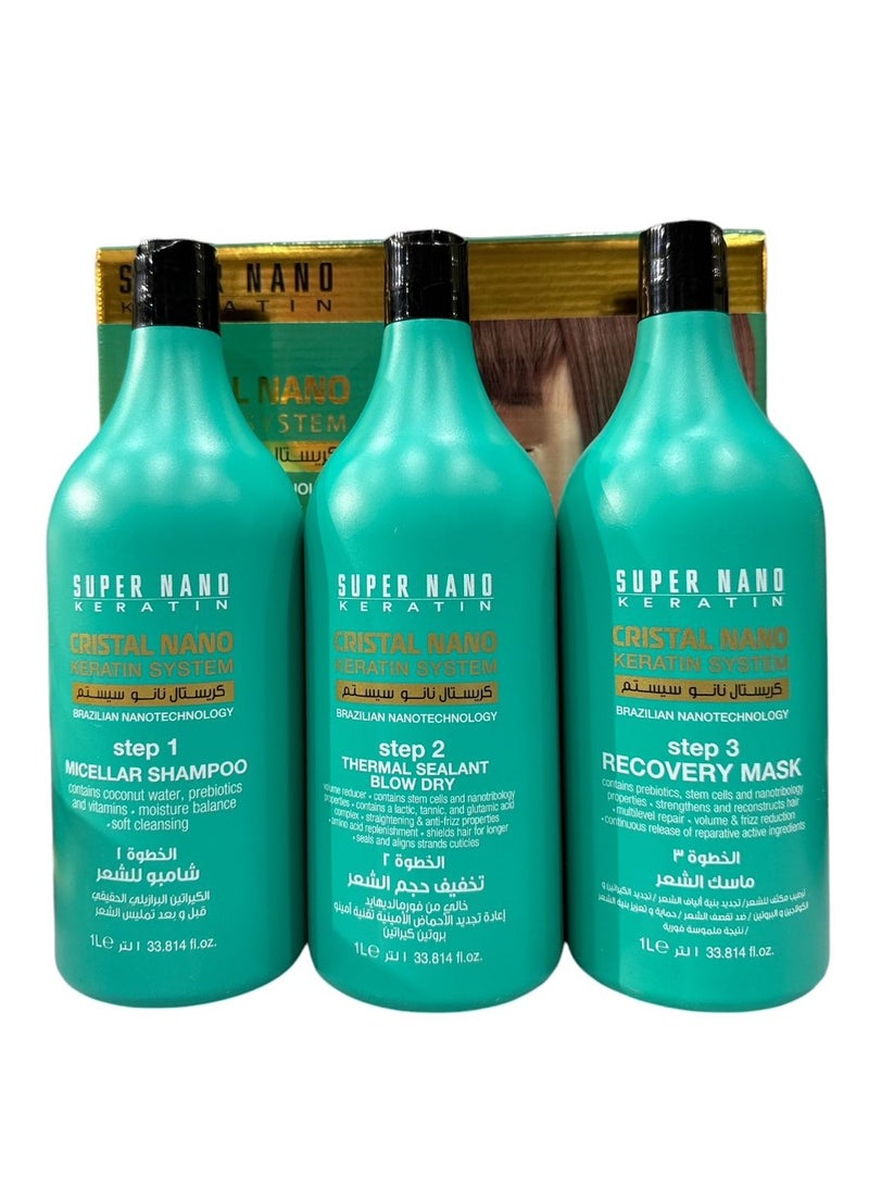 CRISTAL NANO KERATIN SYSTEM BRAZILIAN NANOTECHNOLOGY 3*1000ML