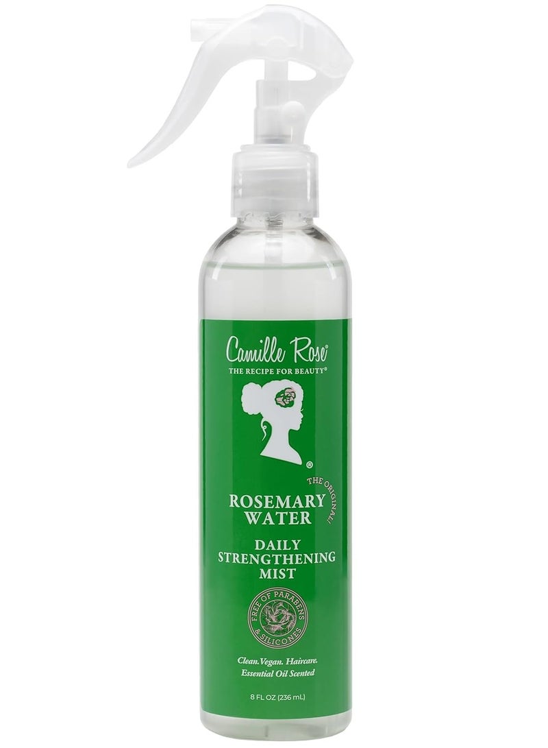 Camille Rose Rosemary Water Daily Strengthening Mist, with Peppermint and Rosemary Essential Oils to Strengthen Strands and Promote Hair Growth, for all Hair Types, 8 fl oz