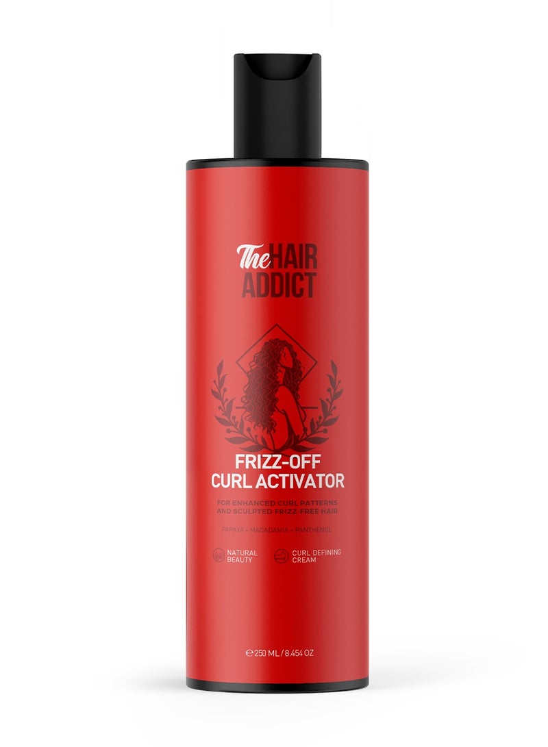 Frizz Off Curl Activator 250 ml- Enhanced Curl Patterns & Sculpted Frizz-Free Hair, Shapes, Moisturizes & Defines Curls, 0% Sulfates, Silicones, Enriched with Papaya, Macadamia & Pro-Vitamin B5