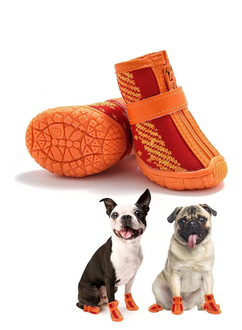 Dog Boots for Small Dogs Breathable Dog Walking Shoes Dog Snow Boots for Small Dogs, Puppy Shoes for Hot Pavement 4PCS