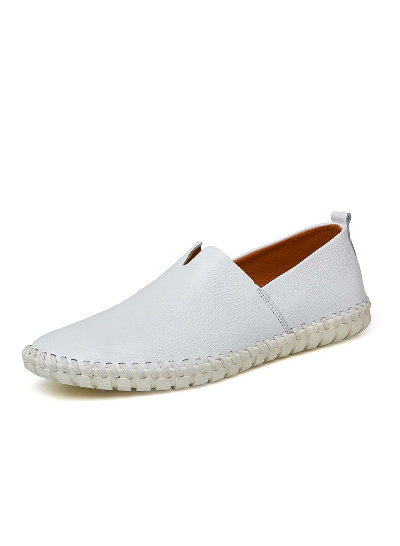 Fashion casual light leather shoes White