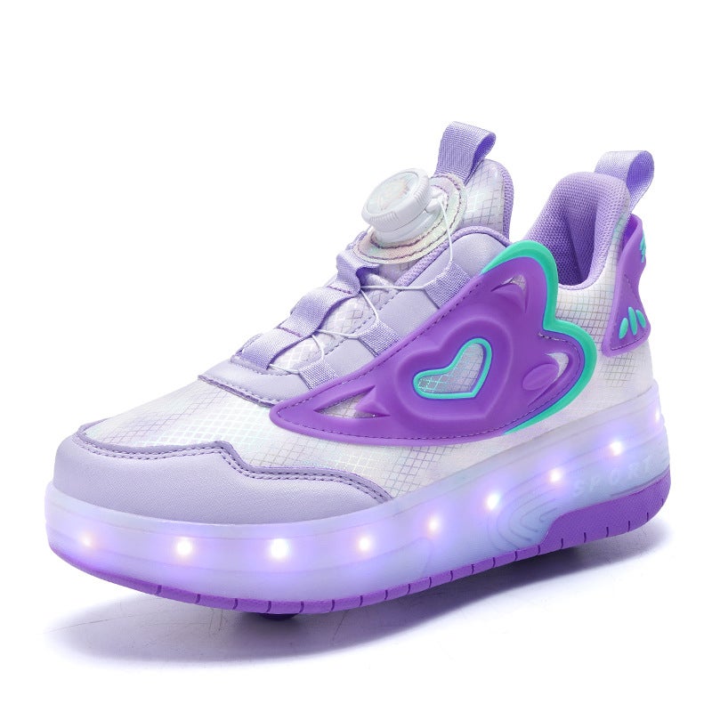 Kids LED Light-Up Shoes with Dual Wheelspurple double wheel purple double wheel