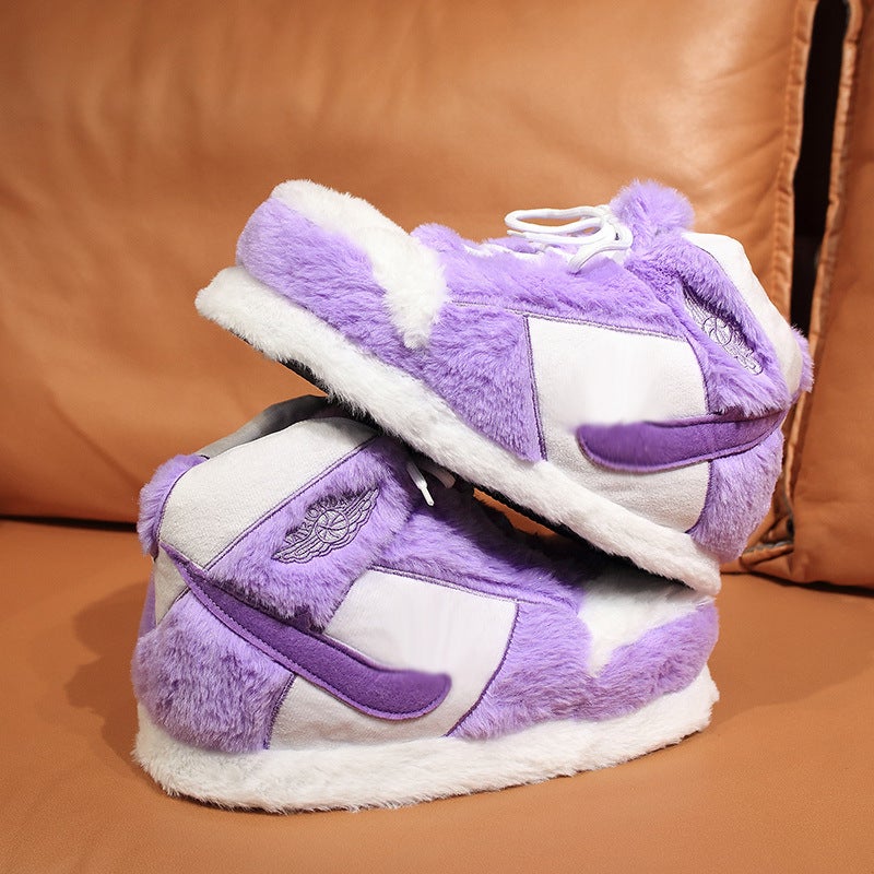 Winter Warm Slippers Fluffy Cotton Home ShoesPurple Purple