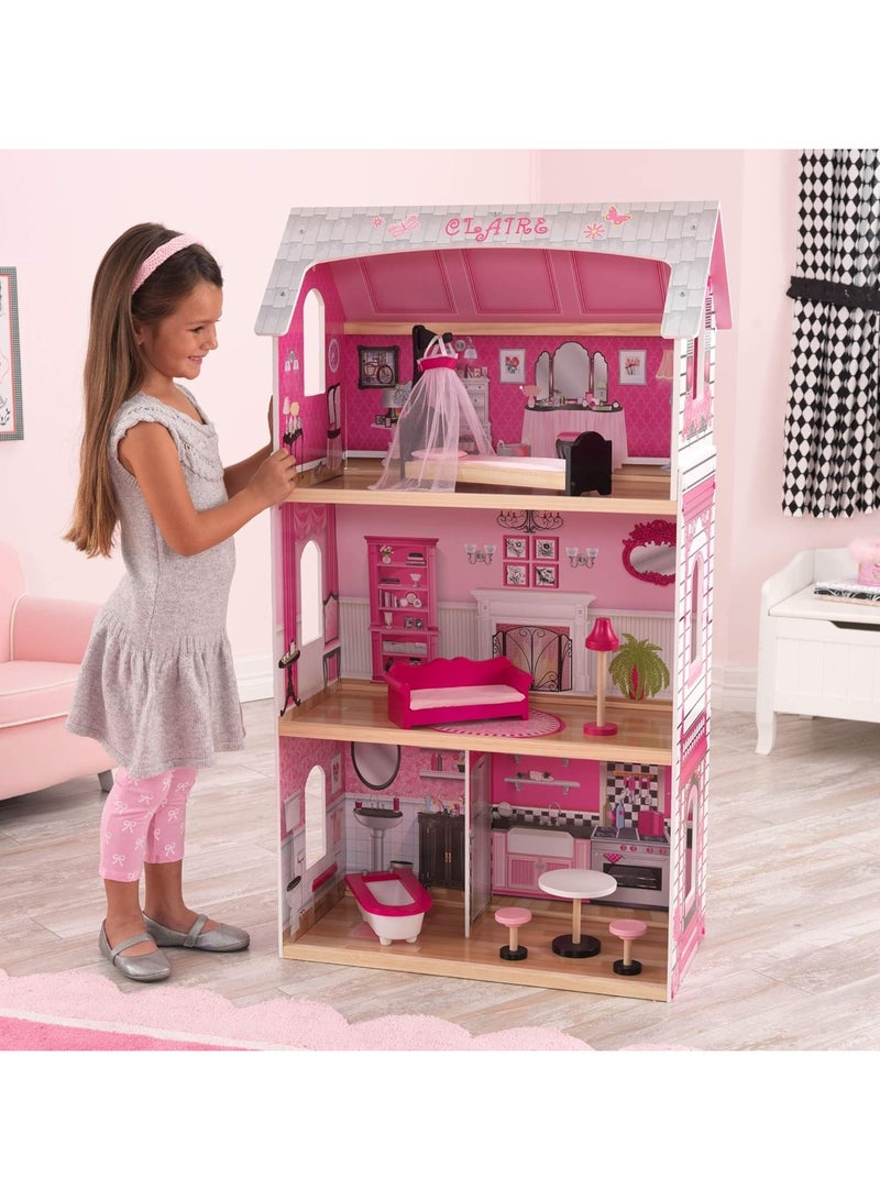 Bonita Rosa Wooden Dollhouse With Furniture And Accessories