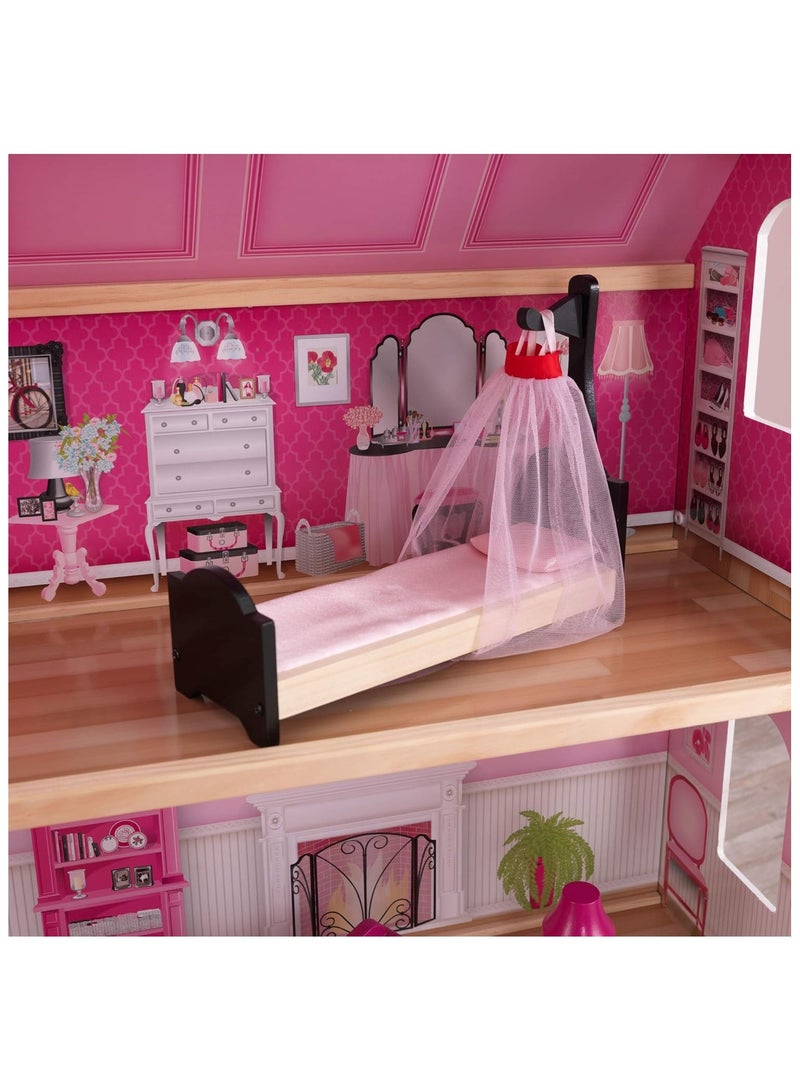 Bonita Rosa Wooden Dollhouse With Furniture And Accessories