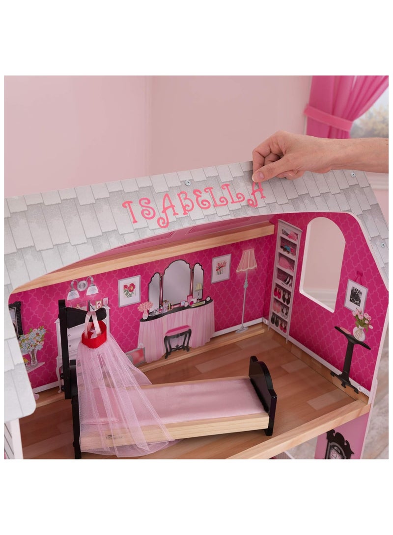 Bonita Rosa Wooden Dollhouse With Furniture And Accessories