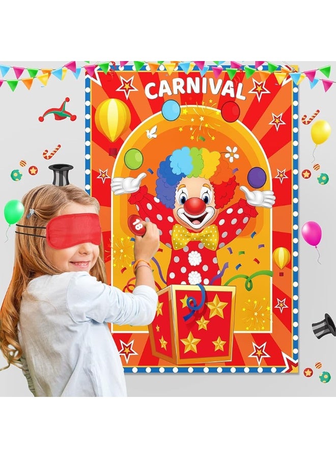 Carnival Circus Theme Party Games Pin The Nose On The Clown Game Birthday Party Game Circus Pin Game and Activities for Boys Girls Circus Theme Party Supplies Decorations Indoor Outdoor