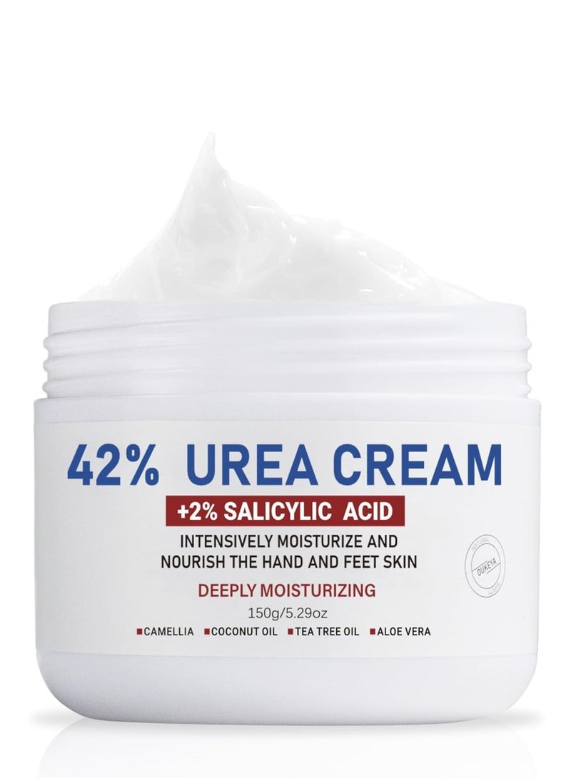 150g 42% Urea Cream with Salicylic Acid Cream for Cracked Feet Hands Callus Remover Hand Cream Foot Cream for Cracked Foot Heels Elbows Nails Knees Skin Moisturizer Urea Lotion with Maximum Strength