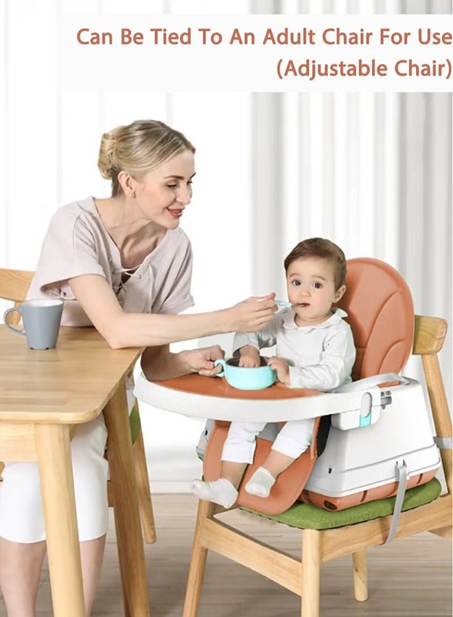 Portable And Height-Adjustable Feeding Chair With Dining Tray Brown