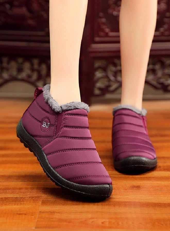 Ankle Boots Slip On Flat Casual Footwear Burgundy