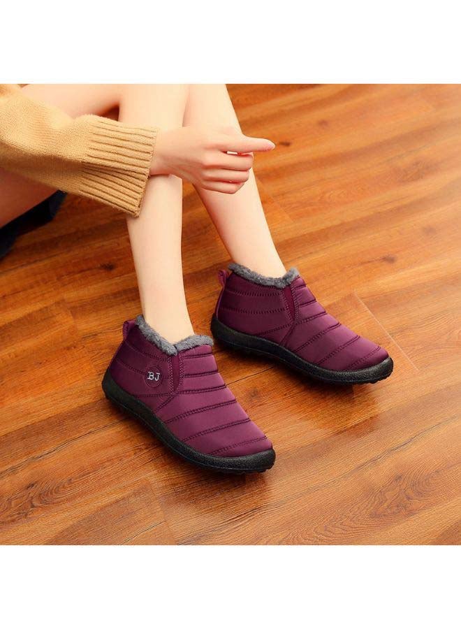 Ankle Boots Slip On Flat Casual Footwear Burgundy