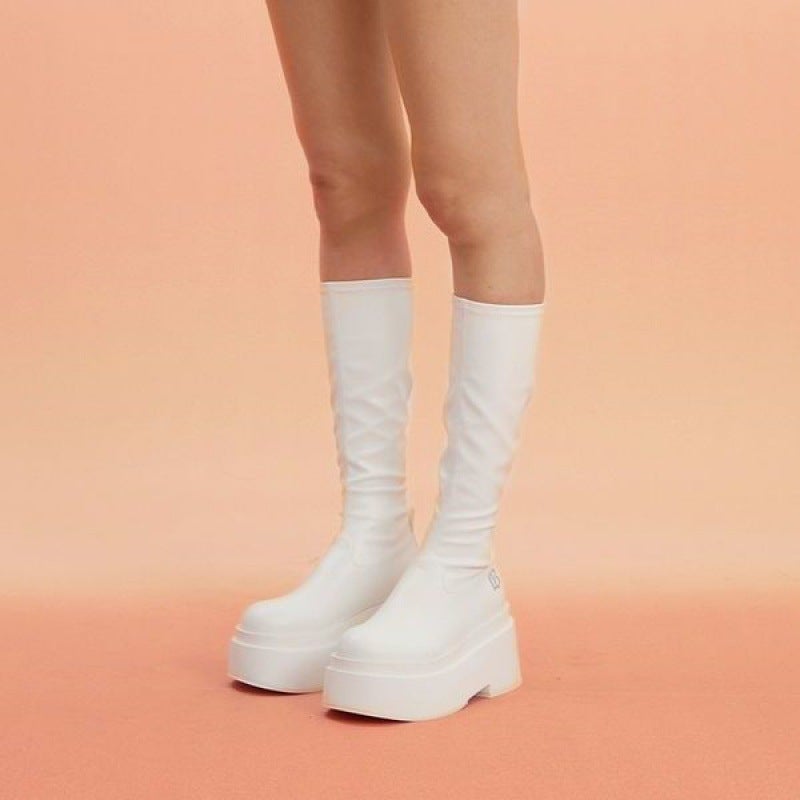 2023 Over-the-Knee High Heels Womens BootsCreamy-white letters Creamy-white letters