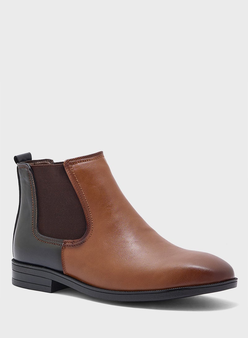 Color Block Chelsea Boots