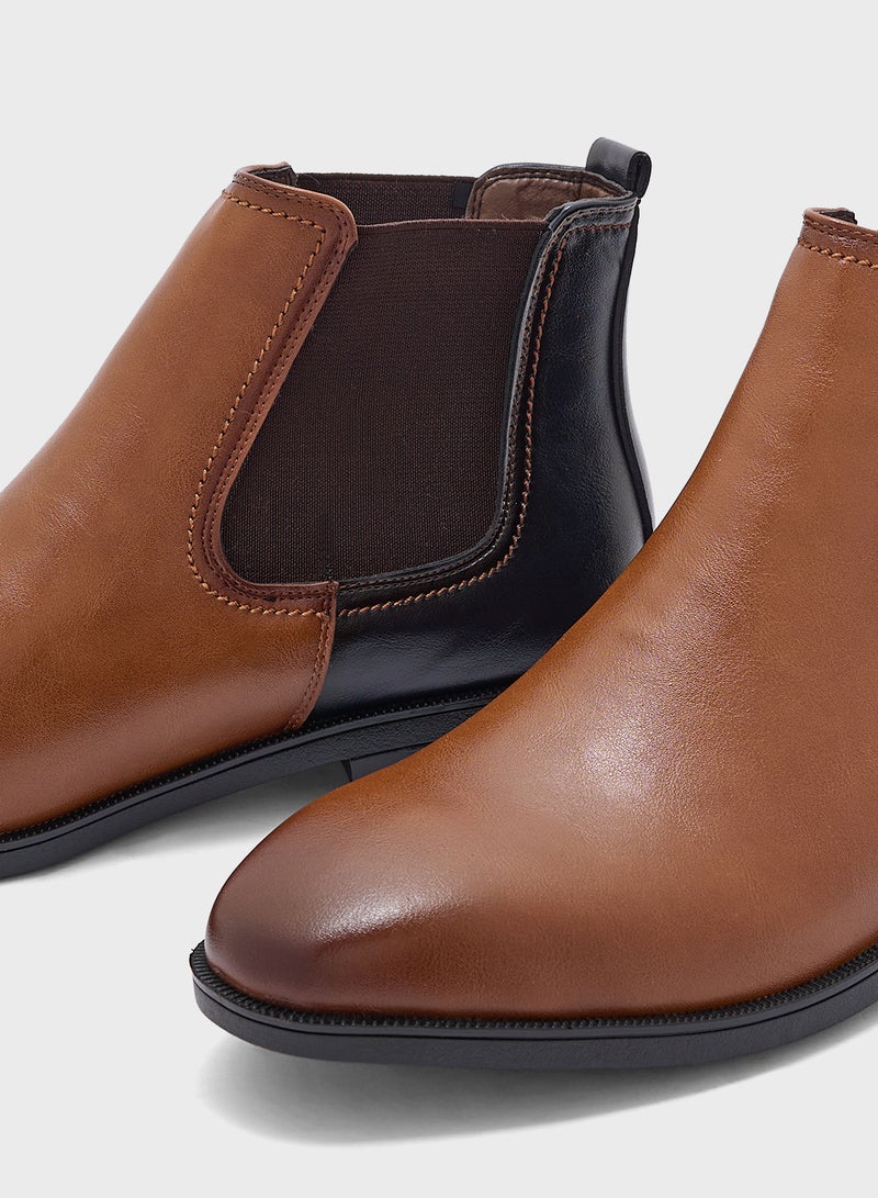 Color Block Chelsea Boots