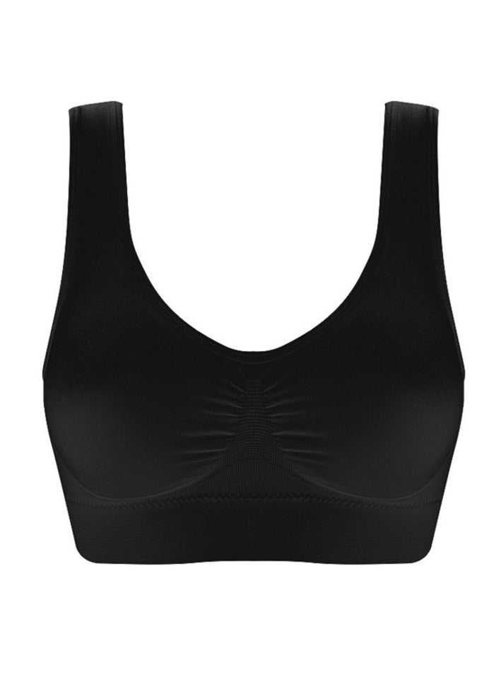 Women Sports Bra, Fitness Sports Yoga Bra with Removable Padding,  Double-layer Seamless  Sports Bra without Rims, Comfortable Soft Bra for Workouts Running Yoga Trainings, (Size 4XL, Black)