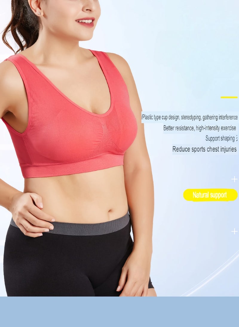 Women Sports Bra, Fitness Sports Yoga Bra with Removable Padding,  Double-layer Seamless  Sports Bra without Rims, Comfortable Soft Bra for Workouts Running Yoga Trainings, (Size XL, Purple)