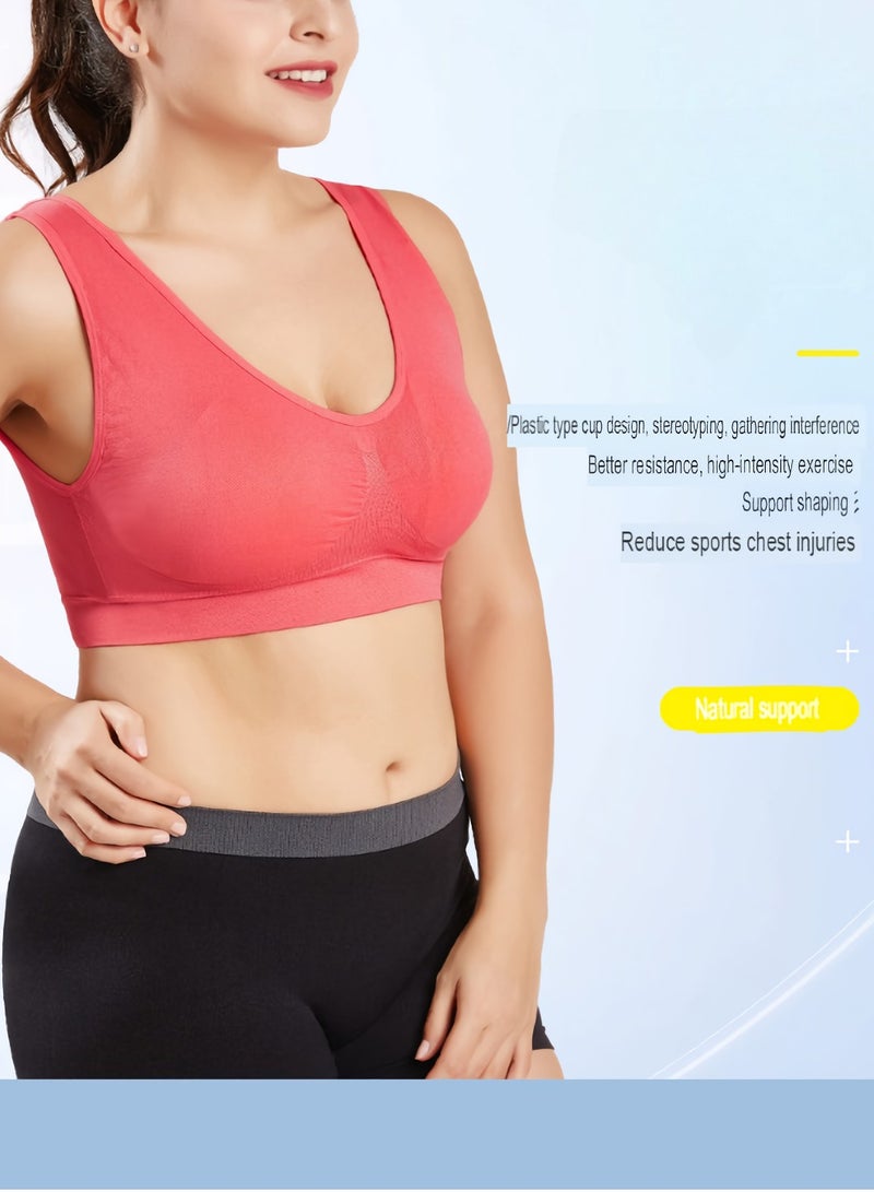 Women Sports Bra, Fitness Sports Yoga Bra with Removable Padding,  Double-layer Seamless  Sports Bra without Rims, Comfortable Soft Bra for Workouts Running Yoga Trainings, (Size M, Light Blue)
