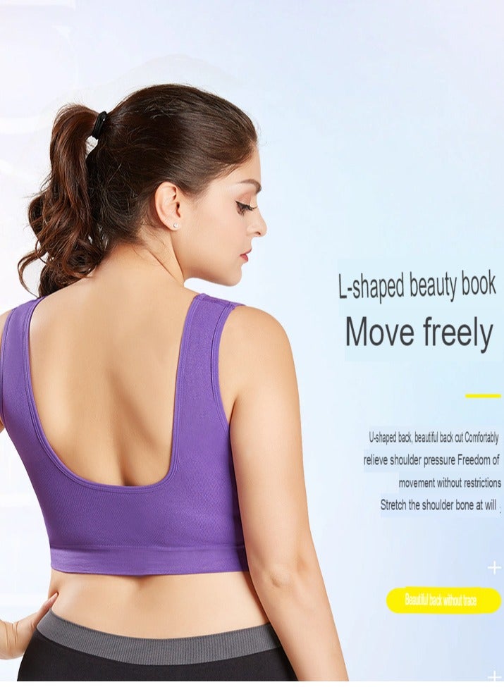 Women Sports Bra, Fitness Sports Yoga Bra with Removable Padding,  Double-layer Seamless  Sports Bra without Rims, Comfortable Soft Bra for Workouts Running Yoga Trainings, (Size M, Light Blue)