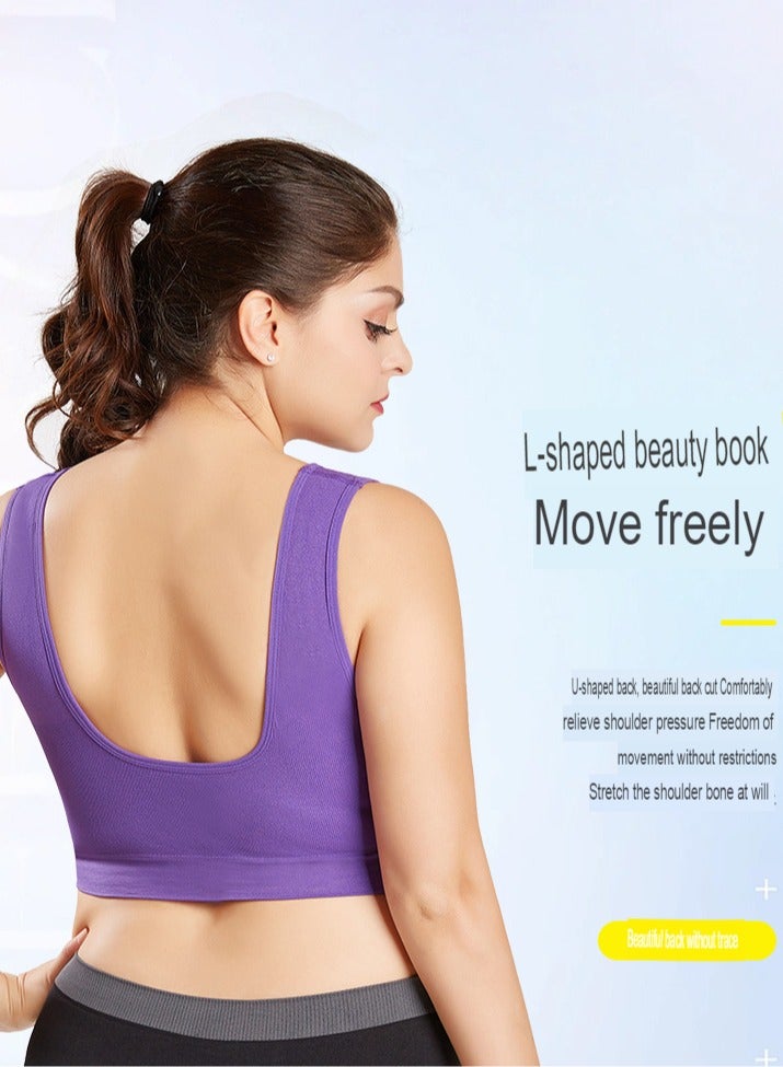 Women Sports Bra, Fitness Sports Yoga Bra with Removable Padding, Double-layer Seamless Sports Bra without Rims, Comfortable Soft Bra for Workouts Running Yoga Trainings, (Size 4XL, Rose Red)