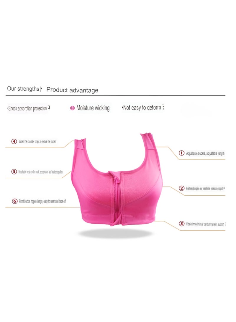 Front Zip Sports Bra, Soft Comfortable Shockproof Pushup Yoga Fitness Bra, Seamless Longline High Impact Sports Bra For Running Yoga Cycling Workout Trainings, ( Size M, Orange)