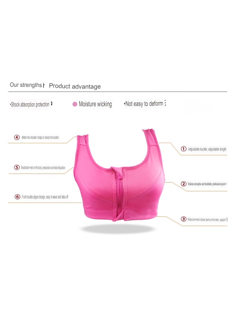 Front Zip Sports Bra, Soft Comfortable Shockproof Pushup Yoga Fitness Bra, Seamless Longline High Impact Sports Bra For Running Yoga Cycling Workout Trainings, ( Size M, Purple)