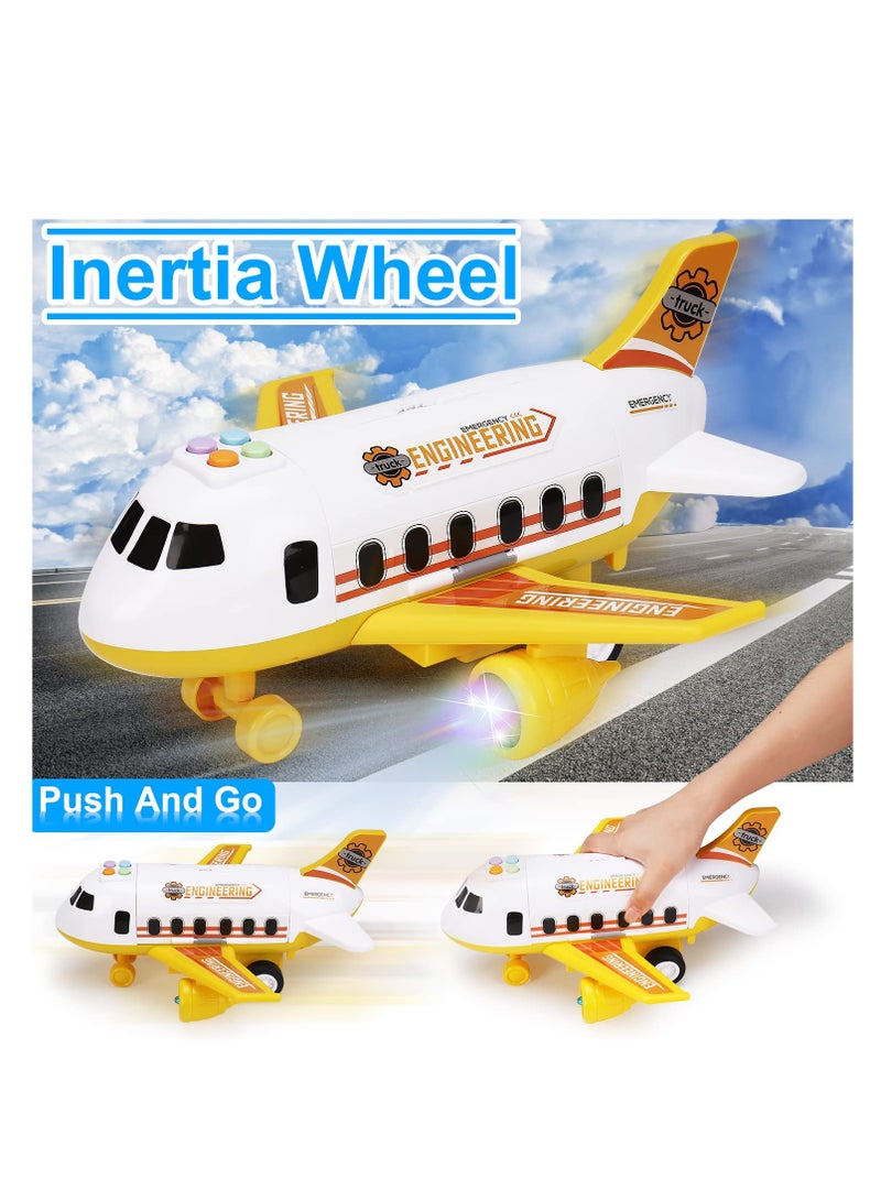 Airplane Toy Set with Mini Construction Cars and Helicopter, Toddler Transport Vehicle Playset, Aircraft Carrier with Lights and Sounds, Perfect Gift for Kids Aged 2 and Up.