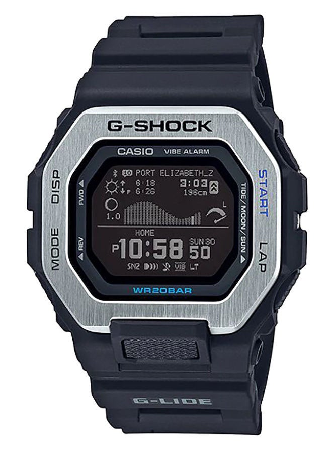 Men's Octagon Shape Resin Band Digital Wrist Watch 52 mm - Black - GBX-100-1DR
