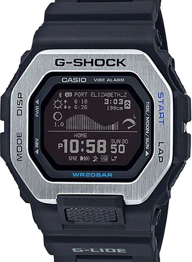 Men's Octagon Shape Resin Band Digital Wrist Watch 52 mm - Black - GBX-100-1DR