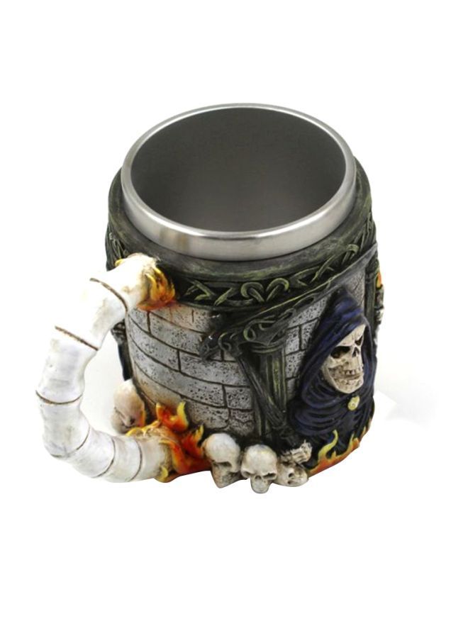 3D Tankard Viking Skull Death Double Wall Coffee Mug Grey/Blue/White 16x10x12cm