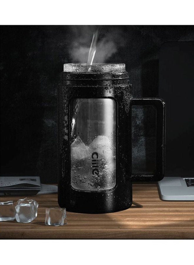 Glass Strap Business Office Portable Water Cup Black