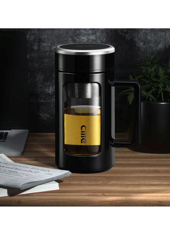 Glass Strap Business Office Portable Water Cup Black
