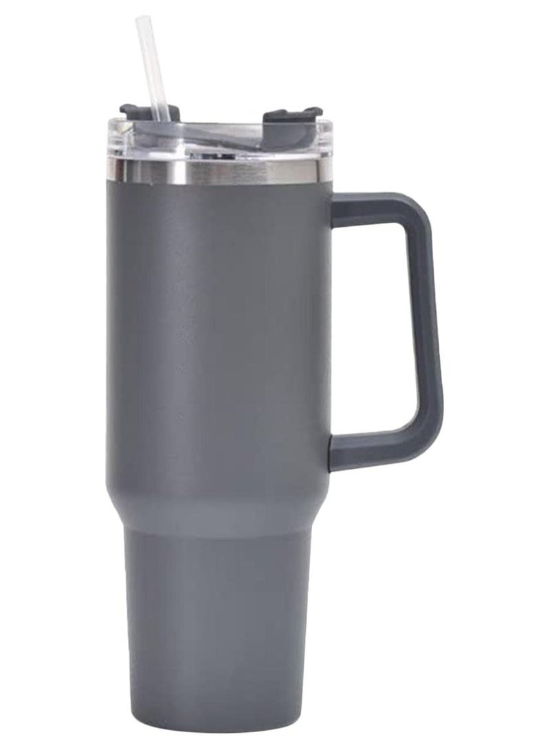 Vacuum Insulated Tumbler Mug with Straw 40oz Grey