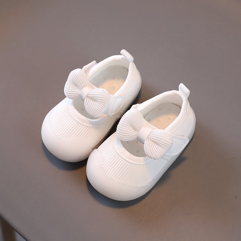 Baby Girl Toddler Shoes Spring and Autumn Breathable Baby Shoes Breathable Mesh Shoes 0-1-2 Small Fresh Princess ShoesWhite White