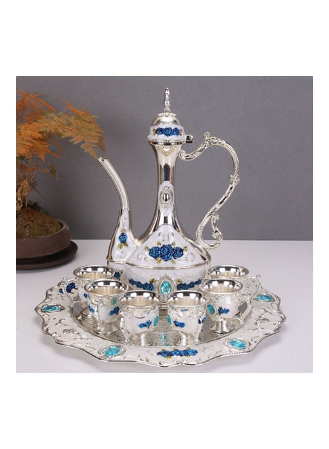 European High-End Vintage Wine Set Silver/Blue