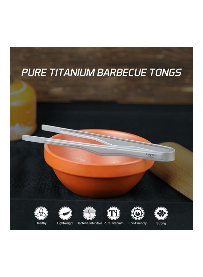Titanium Tongs Clip Grilling Tool Outdoor Grey 25 X 7 1.5cm