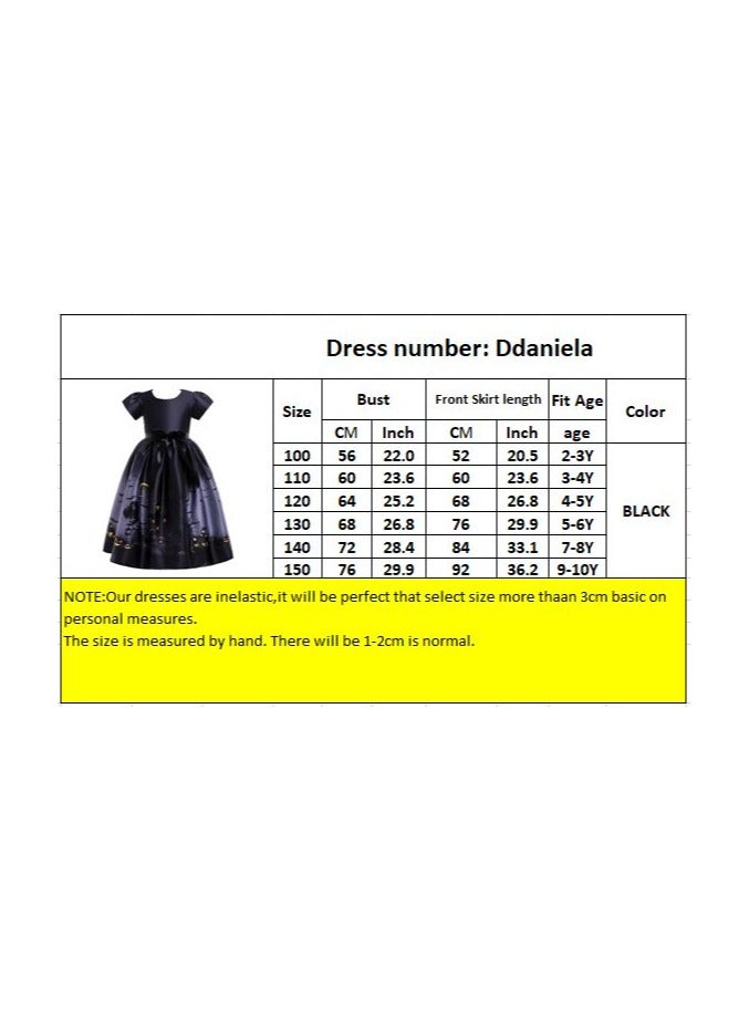 Halloween Printed Short Sleeves Dress - Black