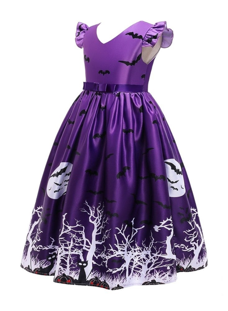 Halloween Printed Costume Dress - Purple