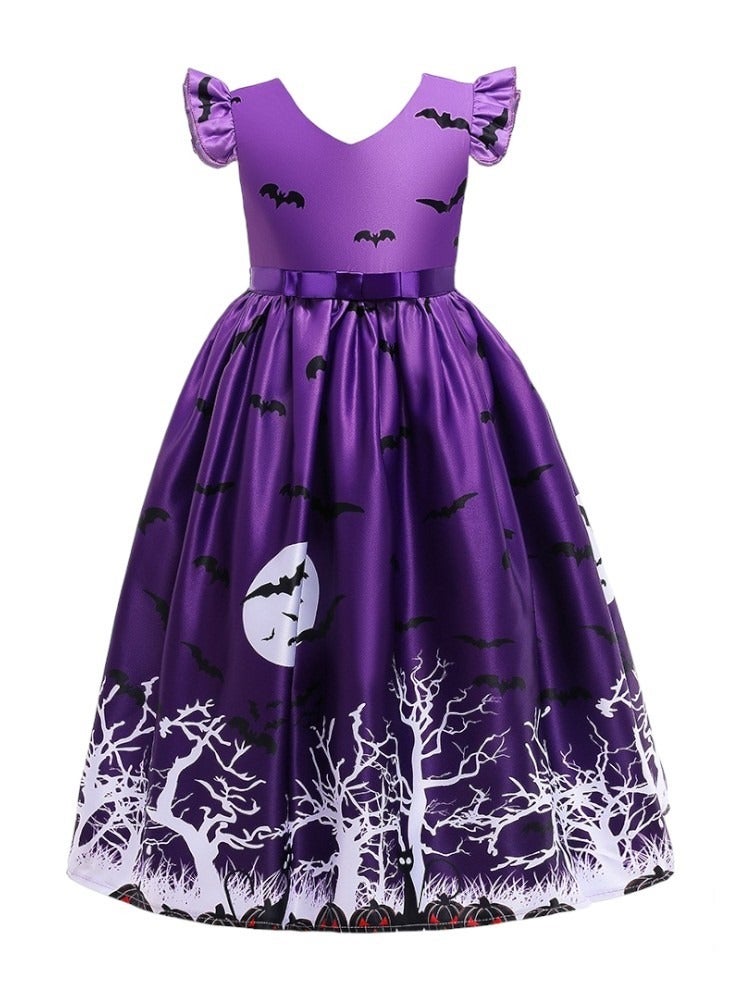 Halloween Printed Costume Dress - Purple