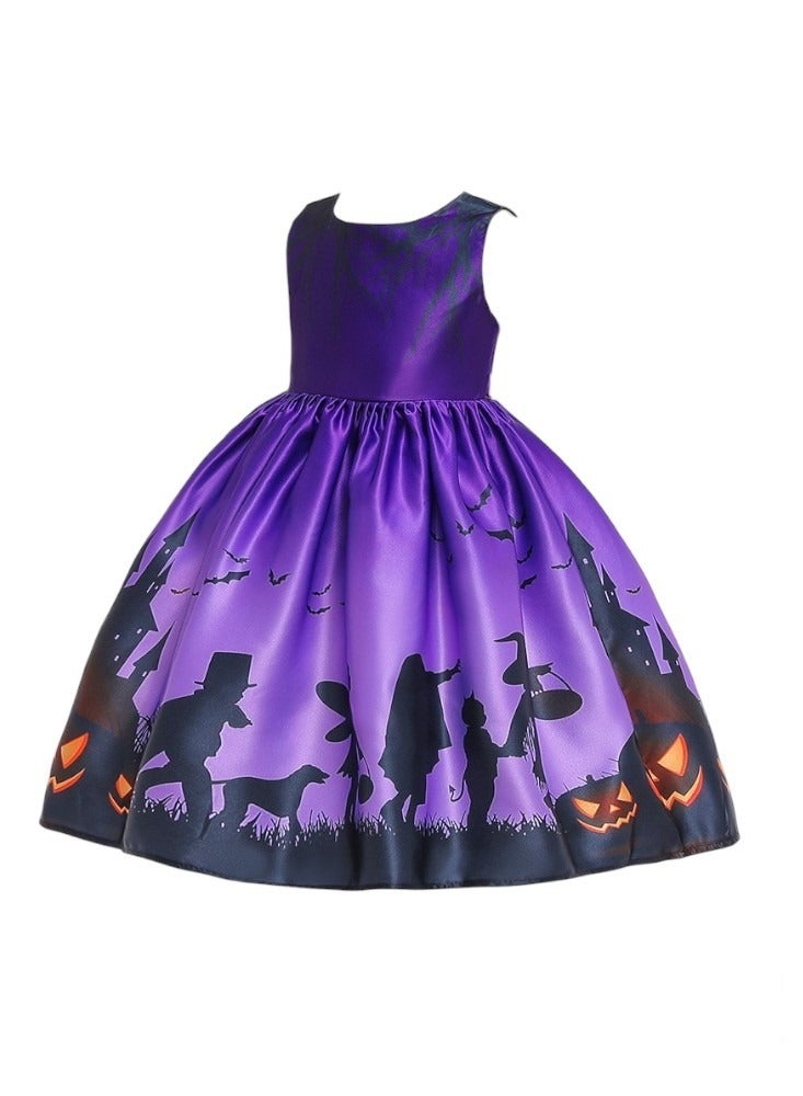 Halloween Carnaval Printed Dress - Purple