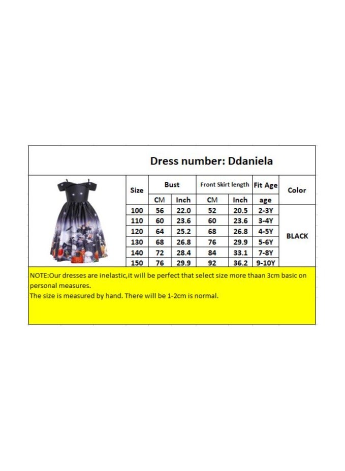 Halloween Printed Off-Shoulder Dress - Black