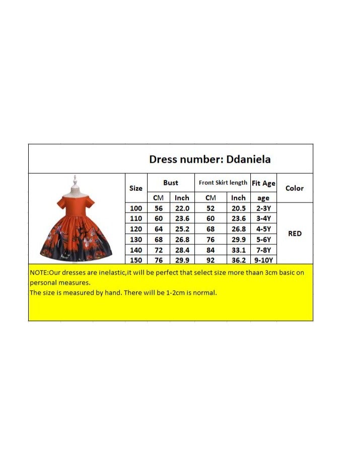 Halloween Printed Dress - Orange