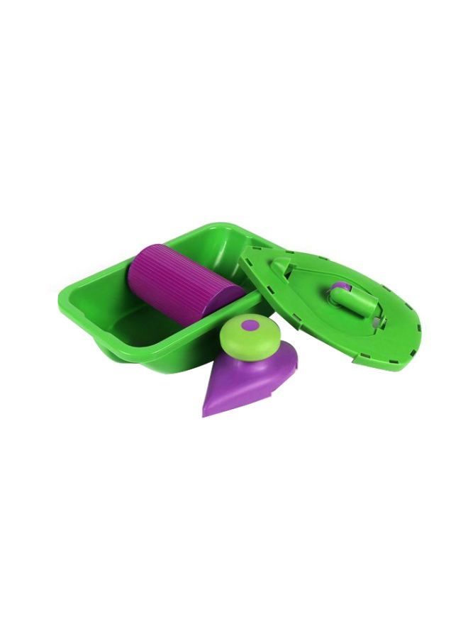 3-Piece Paint Roller With Brush And Tray Green/Purple