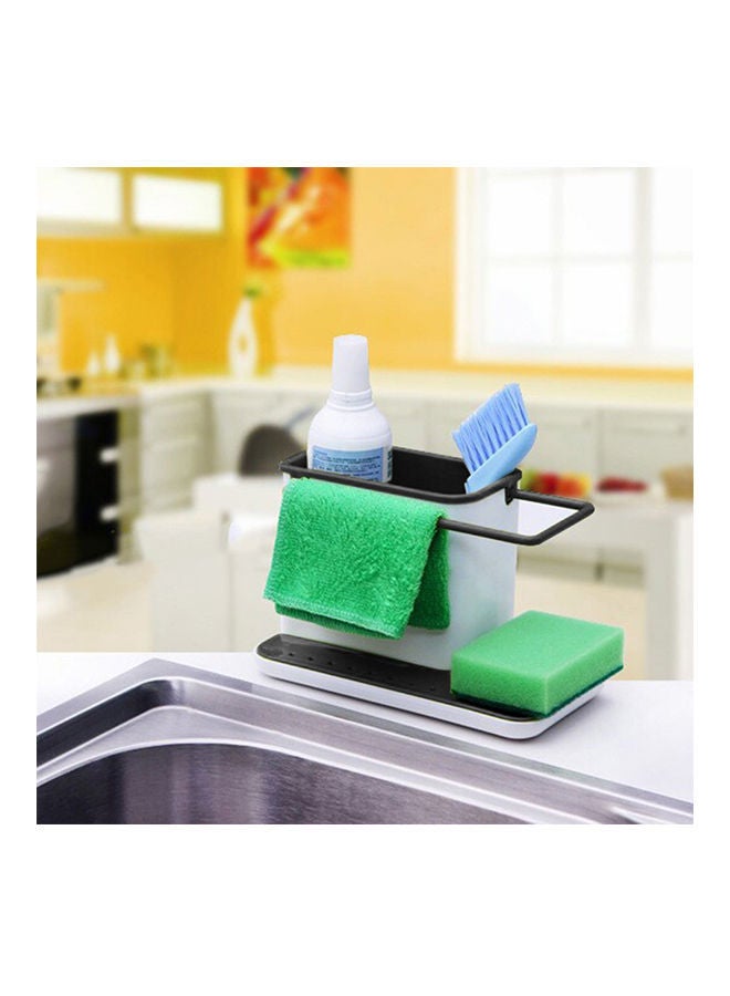 Household Kitchen Sponge Brush Holder Black/White 21x11.4x13.5centimeter