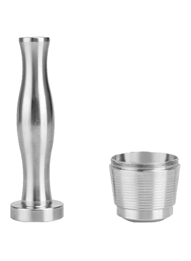 Reusable Coffee Capsules With Press Tamper Silver 80 x 24.5mm