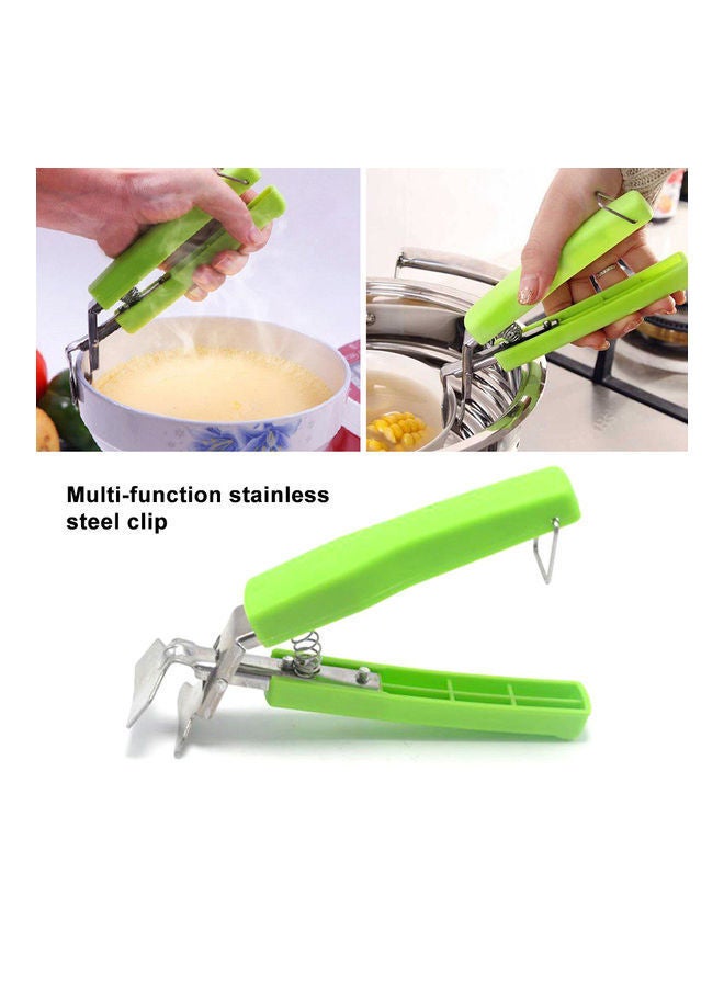 Stainless Steel Dish Gripper Holder Green/Silver 20 x 5 3cm