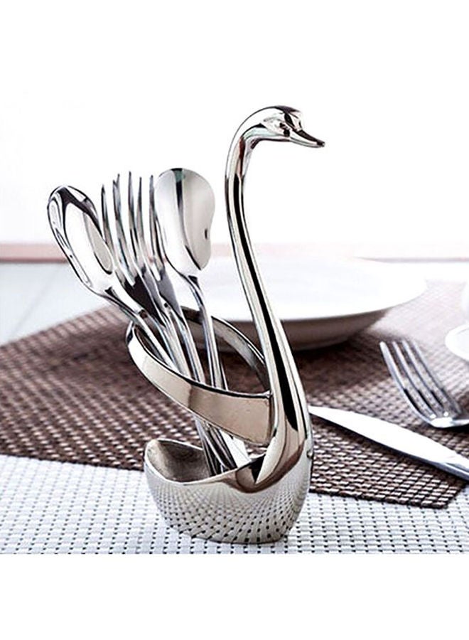 Swan Shaped Cutlery Holder Silver 15x7.5cm