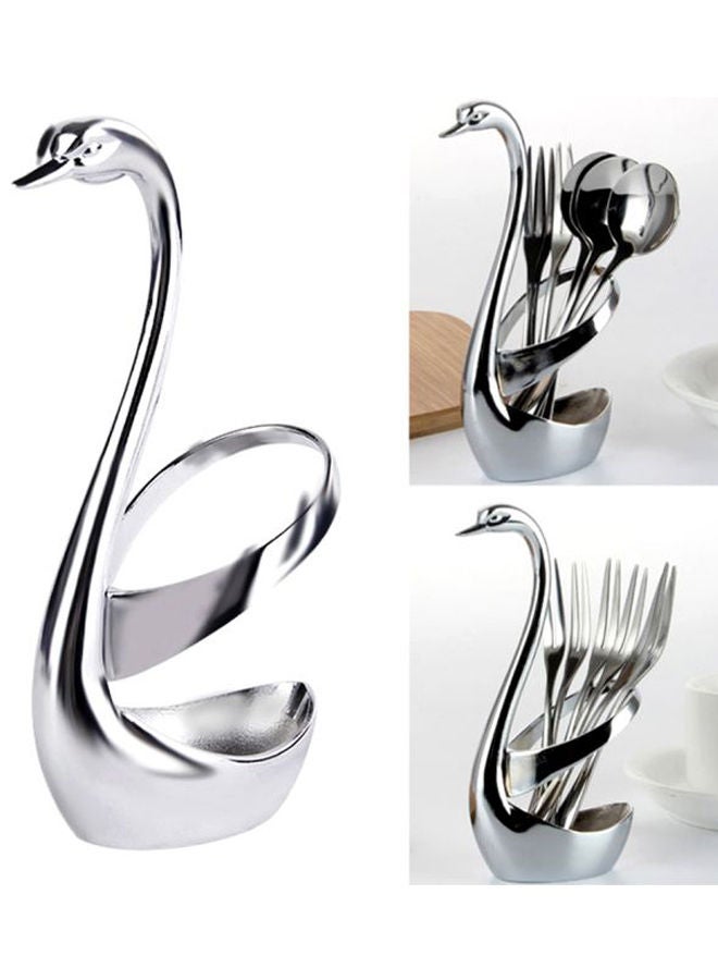 Swan Shaped Cutlery Holder Silver 15x7.5cm