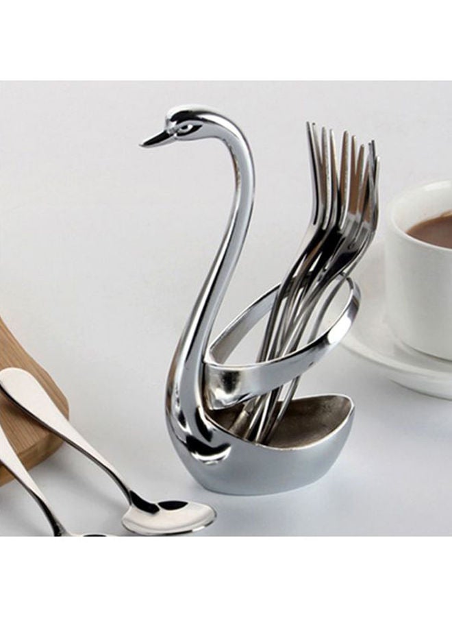 Swan Shaped Cutlery Holder Silver 15x7.5cm